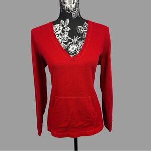 Women’s White Stag Long Sleeve V-Neck Sweater in Red